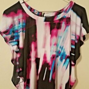 Worthington Purple Flutter Sleeve Top Women's XL